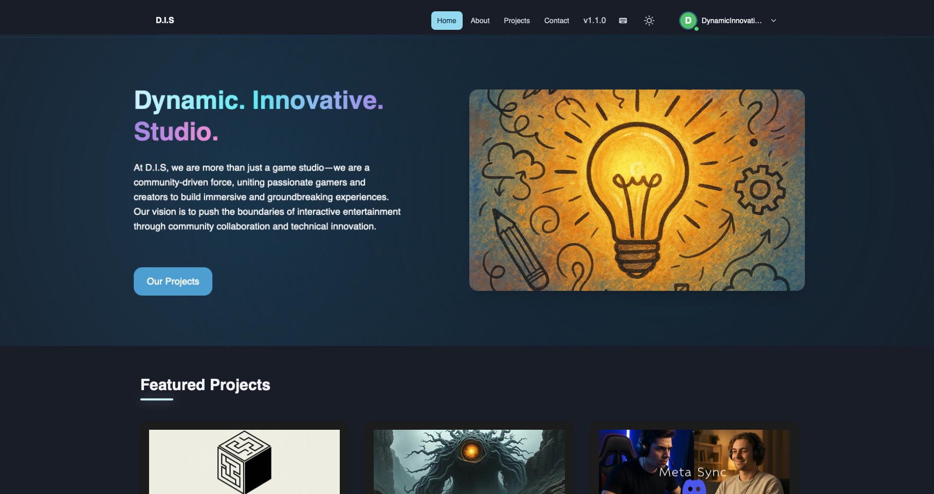 Screenshot of Dynamic Innovative Studio Website